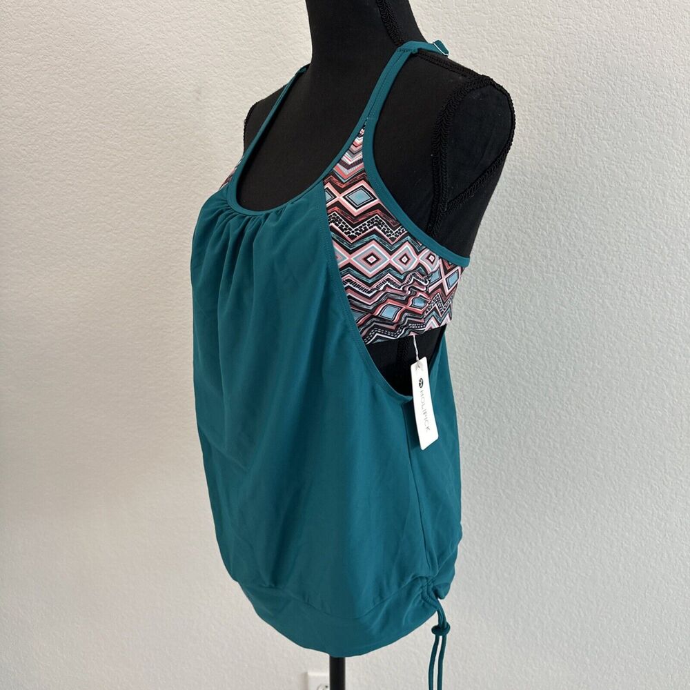 New Holipick Swim Tankini Top Cut‎ out Womens Size Medium Teal Swimwear